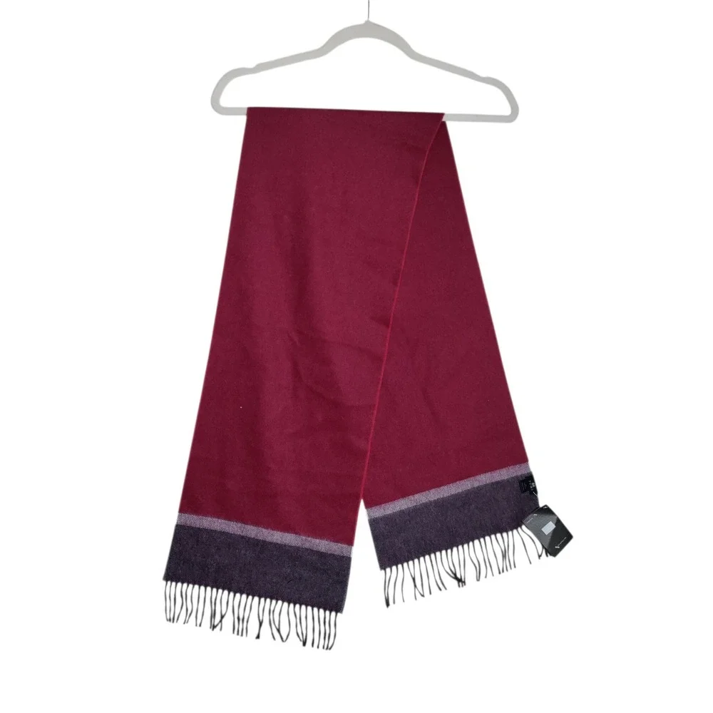 Tumi 100% Baby Alpaca Scarf Burgundy Red Herringbone Fringe Made in Peru